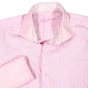 Robert Graham Pink Striped Dress Shirt Long Sleeve Button Up Designer Large 16.5